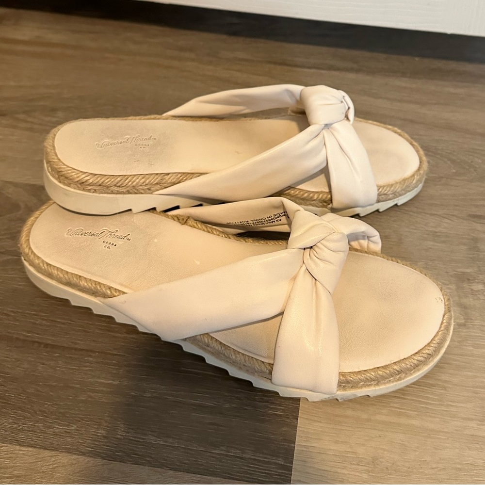 white/cream color tie sandals